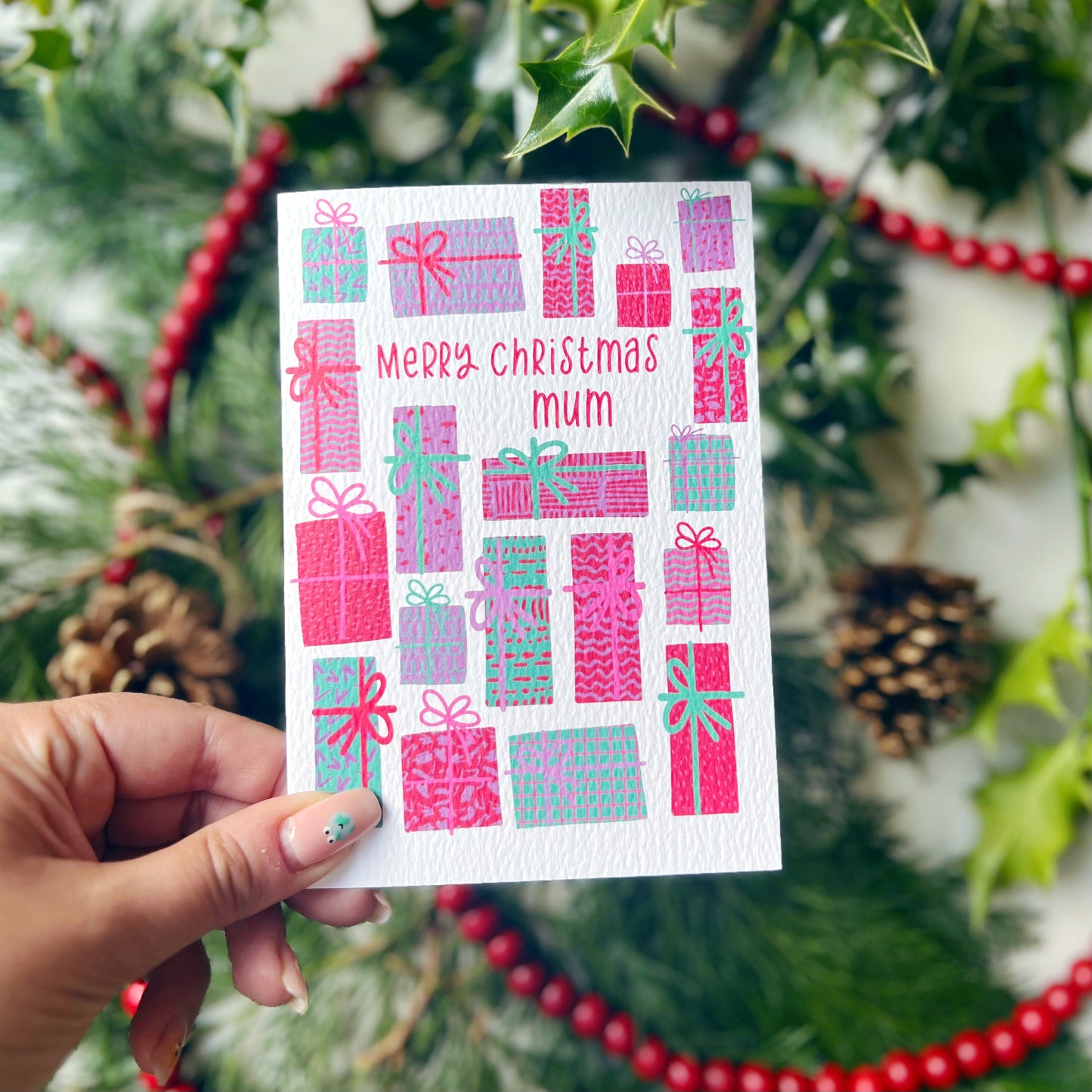 Christmas Family 'Merry Christmas Mum' Card
