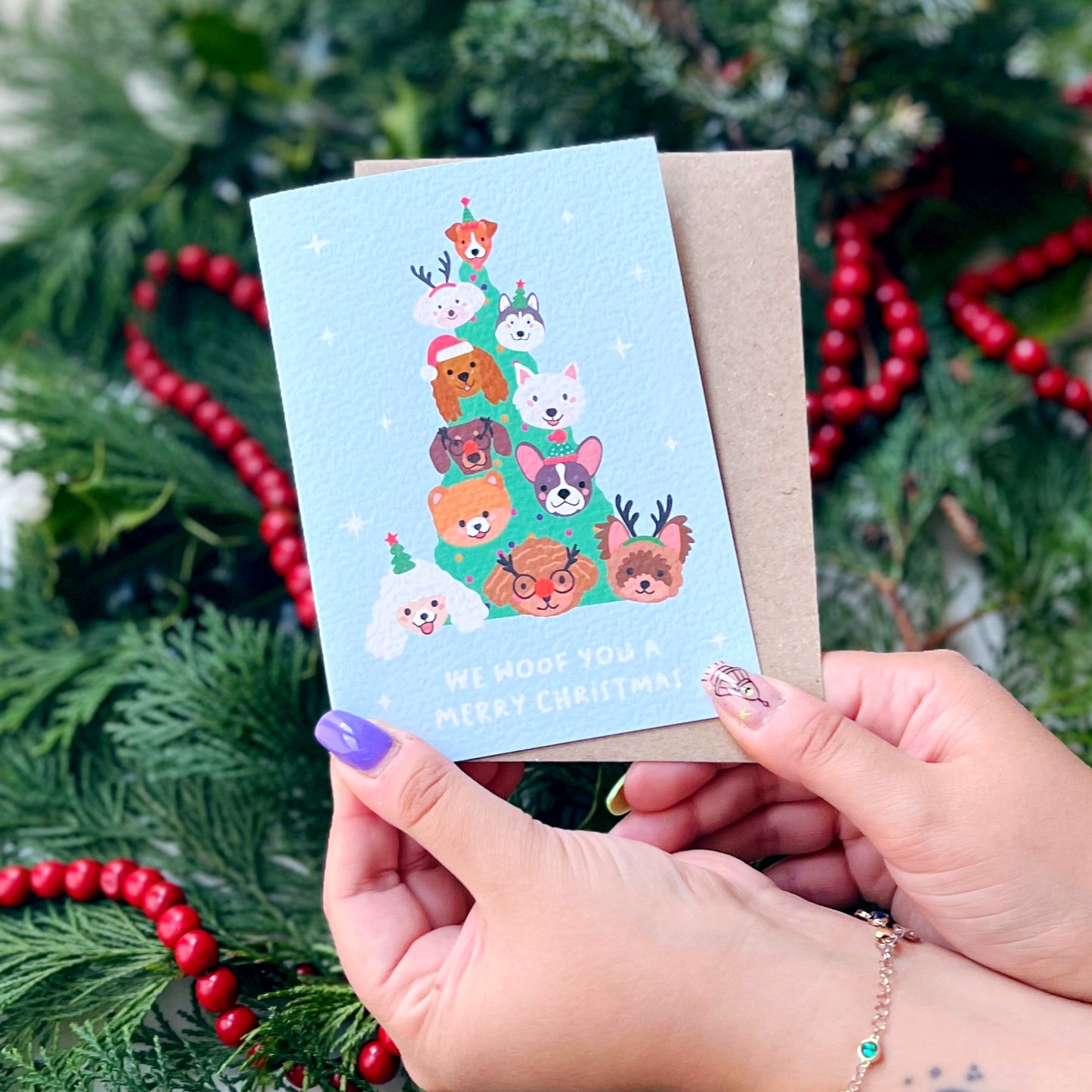 Christmas 'We Woof You A Merry Christmas' Dog Card