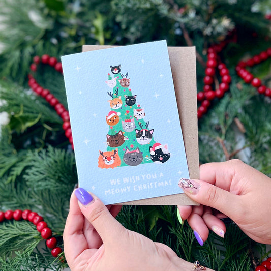 Christmas 'We Wish You A Meowy Christmas' Cat Card
