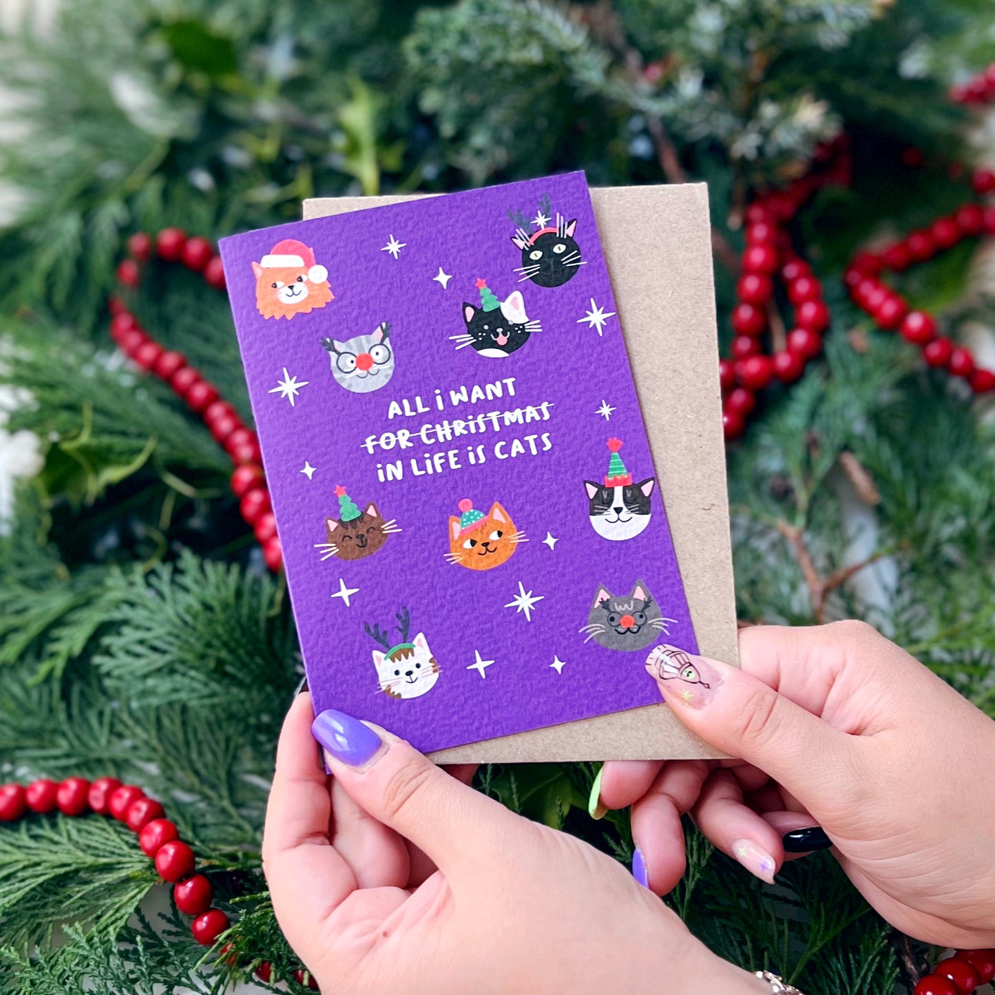 Christmas 'All I Want For Christmas (In Life) Is Cats' Card