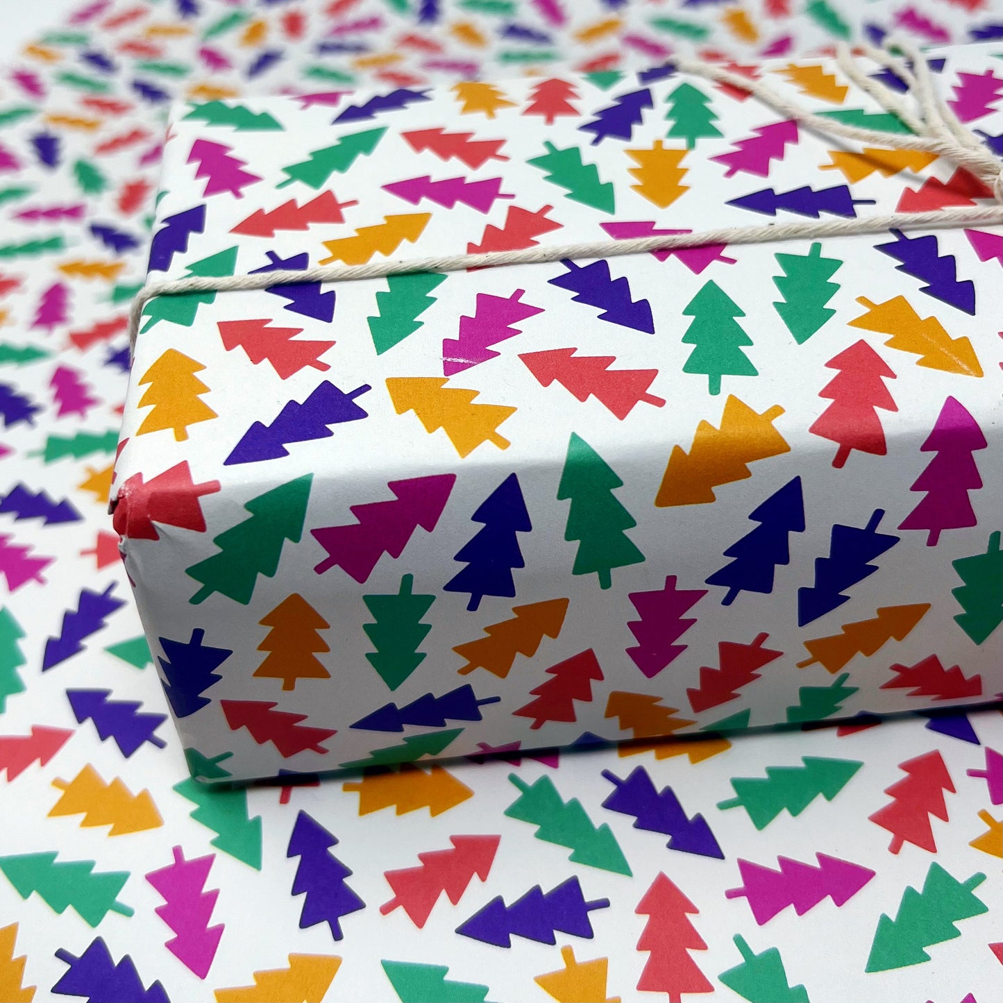 Colourful Christmas Tree Gift Wrap - Two Sheets