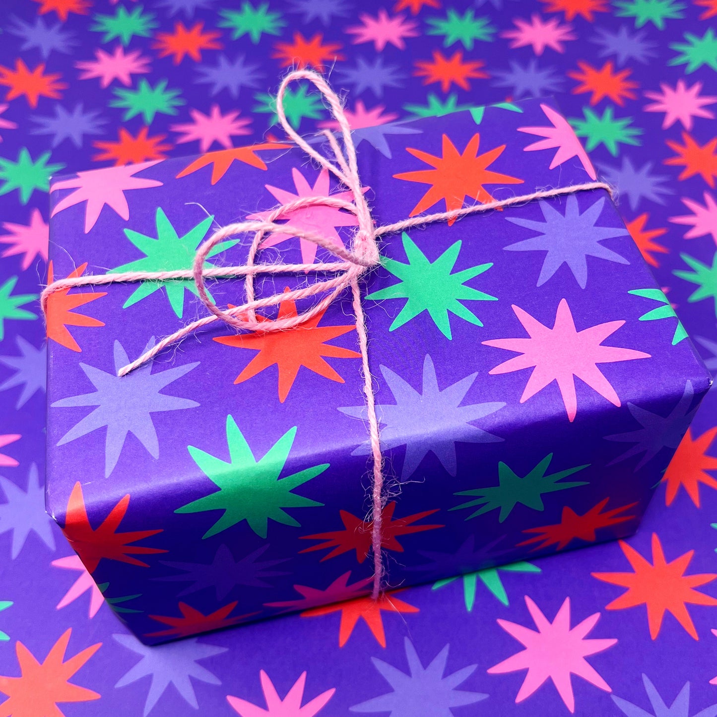 Colourful Christmas Star Gift Wrap - Two Sheets