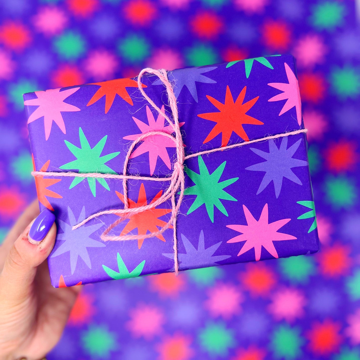 Colourful Christmas Star Gift Wrap - Two Sheets