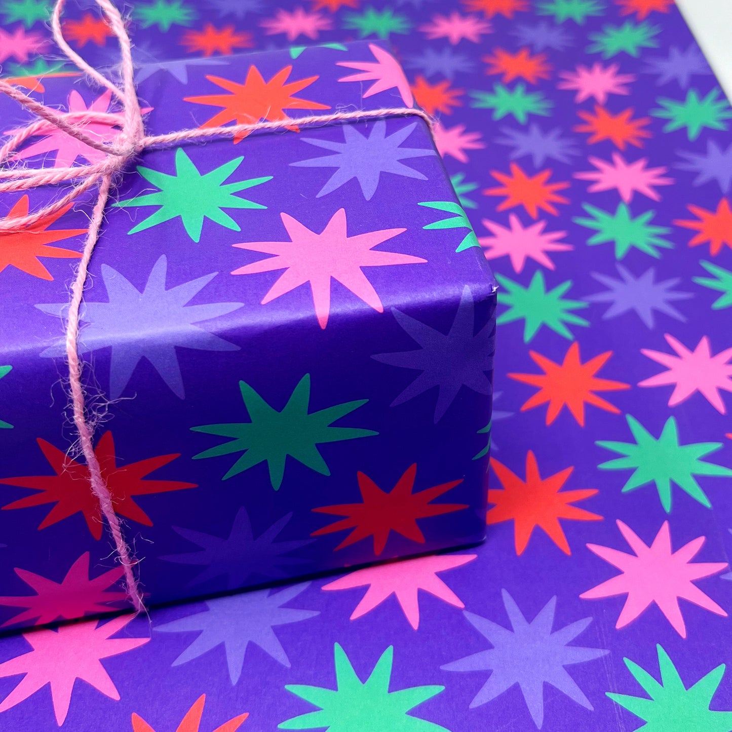 Colourful Christmas Star Gift Wrap - Two Sheets