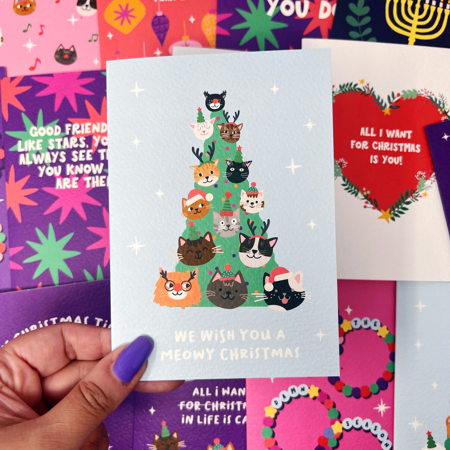 Christmas 'We Wish You A Meowy Christmas' Cat Card