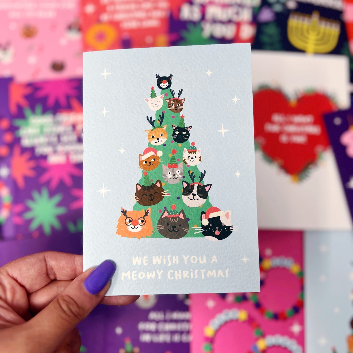 Christmas 'We Wish You A Meowy Christmas' Cat Card