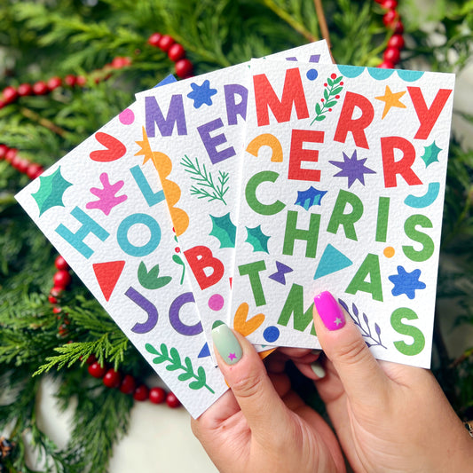 Christmas Card Pack of 6 'Type Christmas'