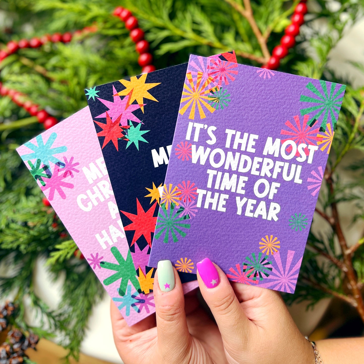 Christmas Card Pack of 6 'Riso Christmas'