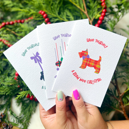 Christmas Card Pack of 6 'Tartan Christmas'
