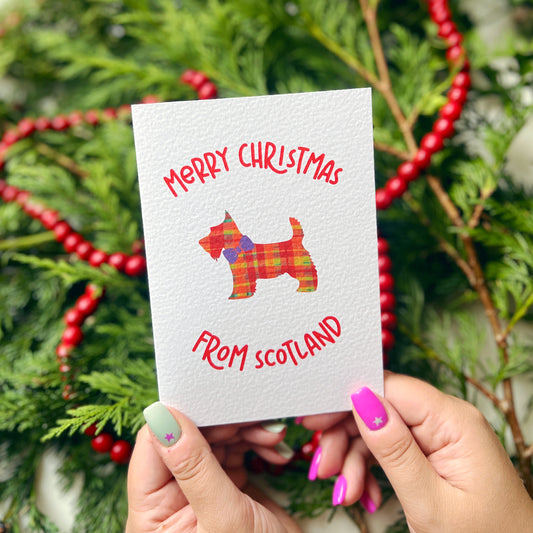Scottish Christmas  'Merry Christmas From Scotland' Scottie Dog Card