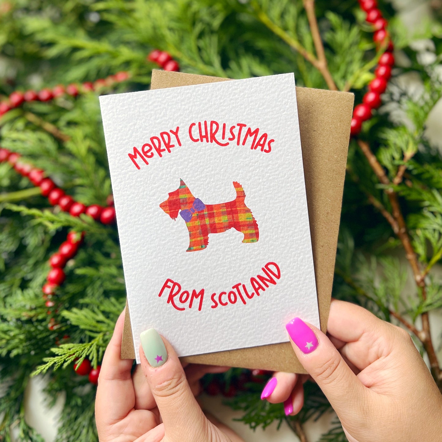 Scottish Christmas 'Merry Christmas From Scotland' Scottie Dog Card
