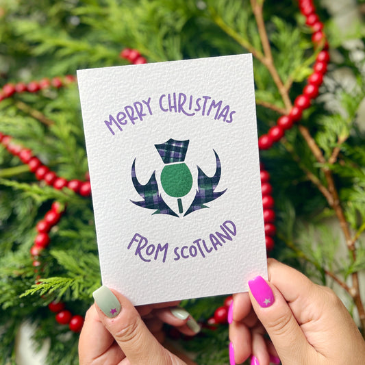 Scottish Christmas  'Merry Christmas From Scotland' Thistle Card