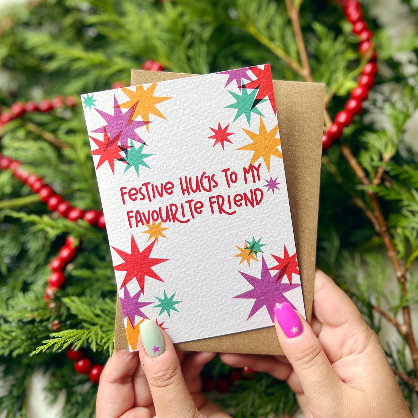 Christmas Friendship 'Festive Hugs to My Favourite Friend' Card