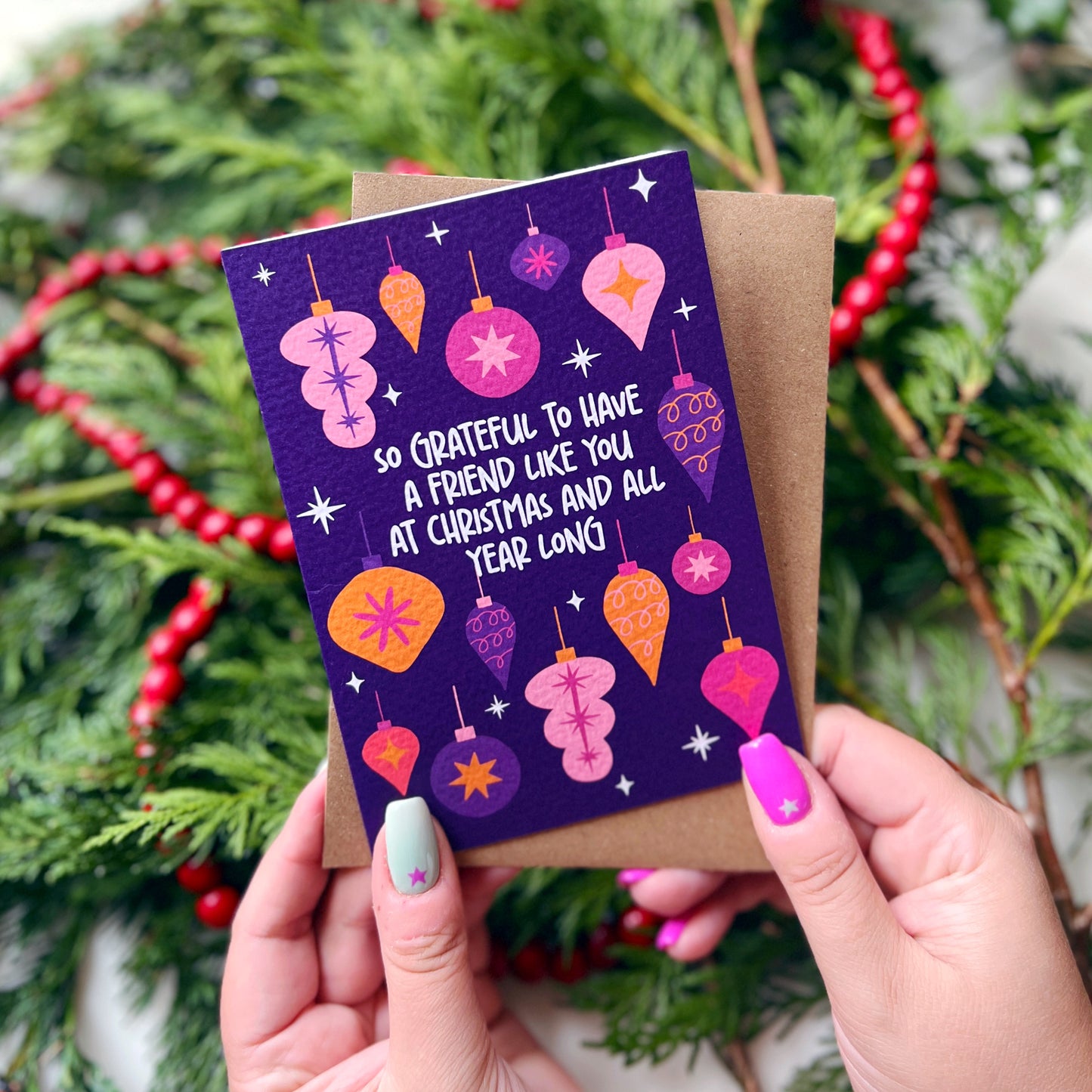 Christmas Friend 'So Grateful For A Friend Like You At Christmas And All Year Round' Card