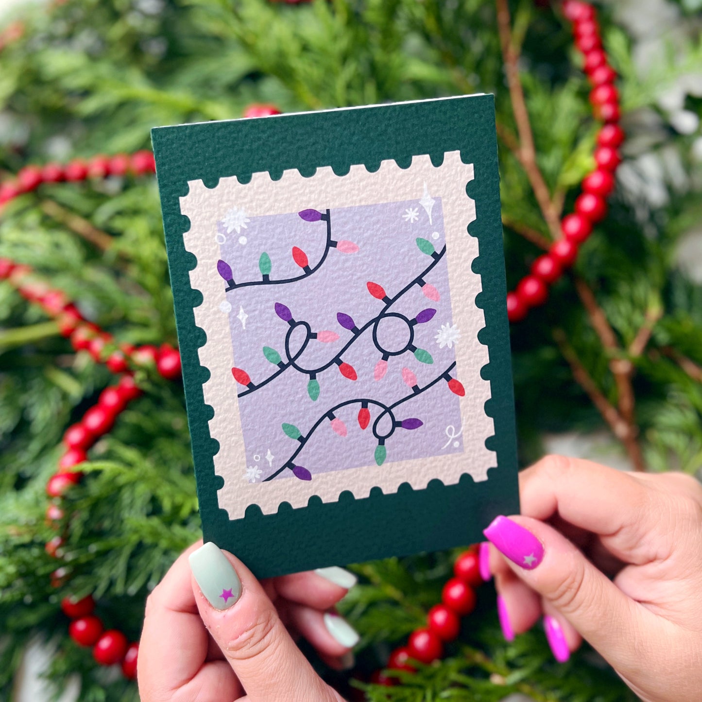 Christmas Card Pack of 6 'Stamp Christmas'