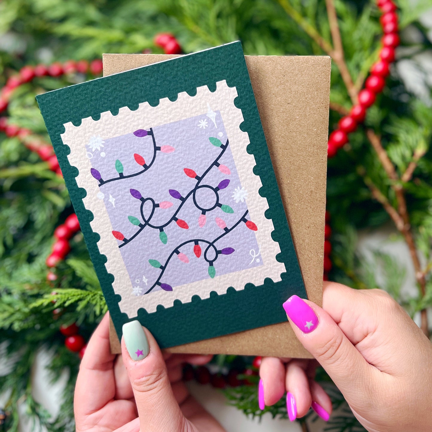 Christmas Card Pack of 6 'Stamp Christmas'