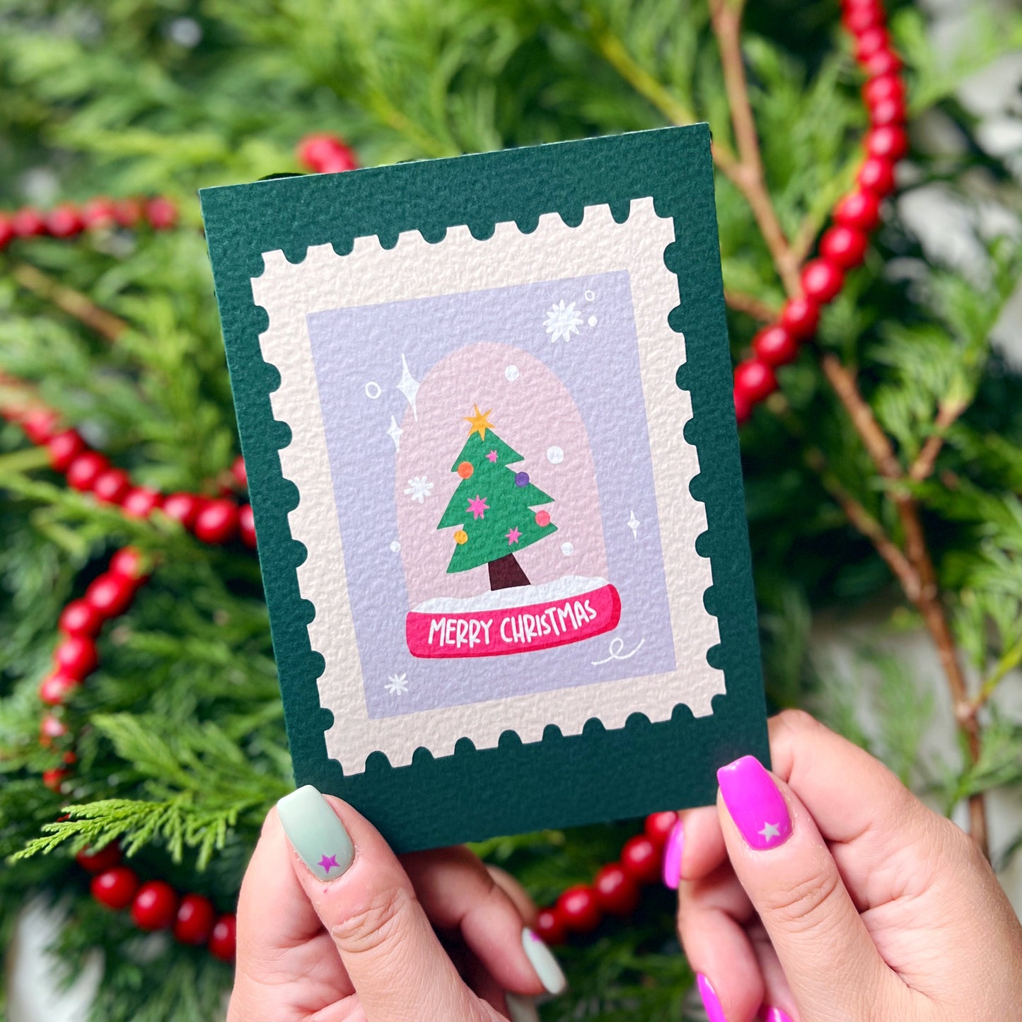 Christmas Card Pack of 6 'Stamp Christmas'