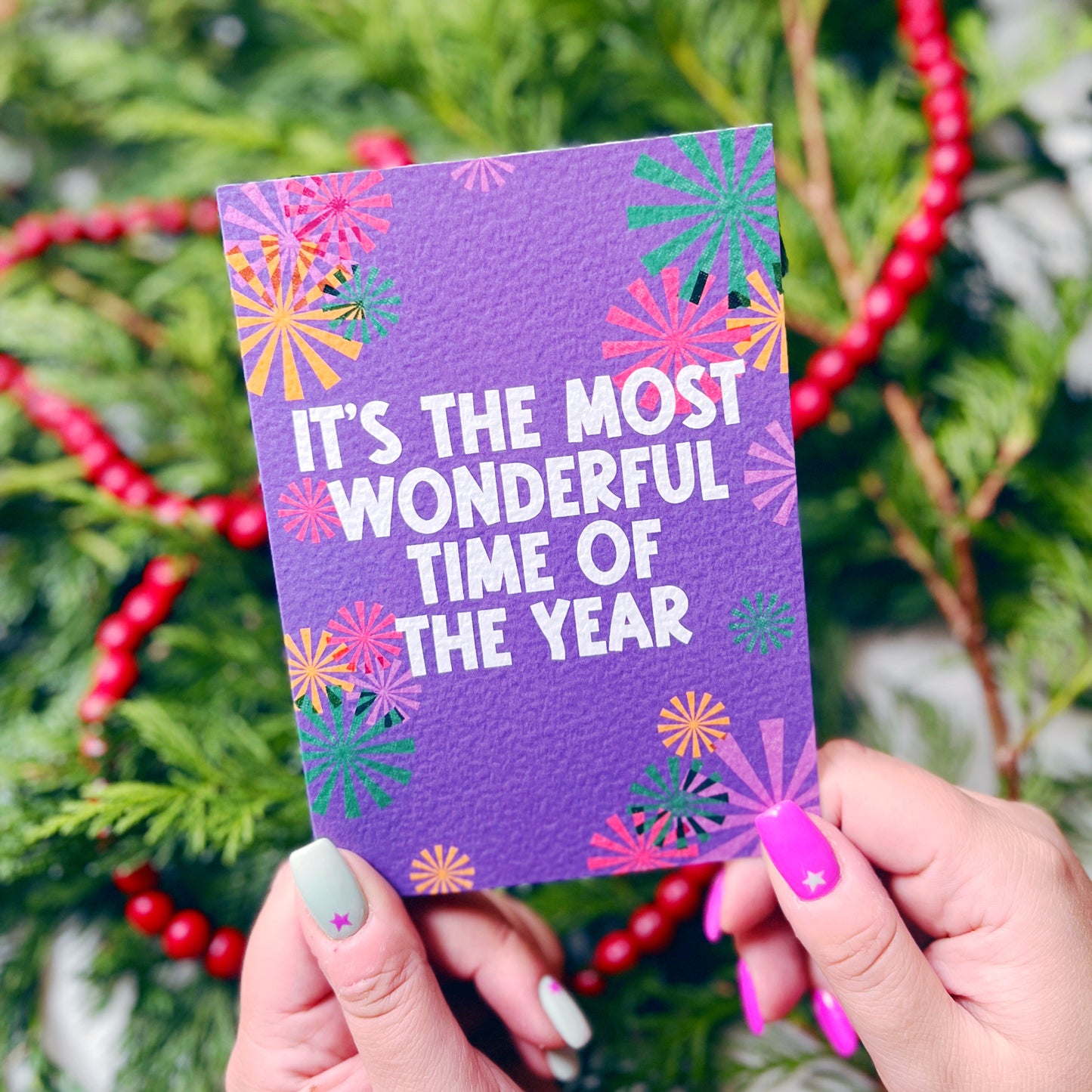 Christmas Card Pack of 6 'Riso Christmas'