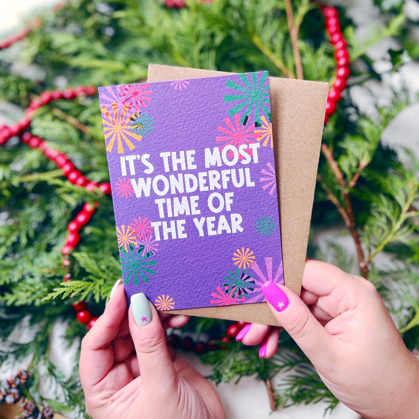 Christmas Card Pack of 6 'Riso Christmas'