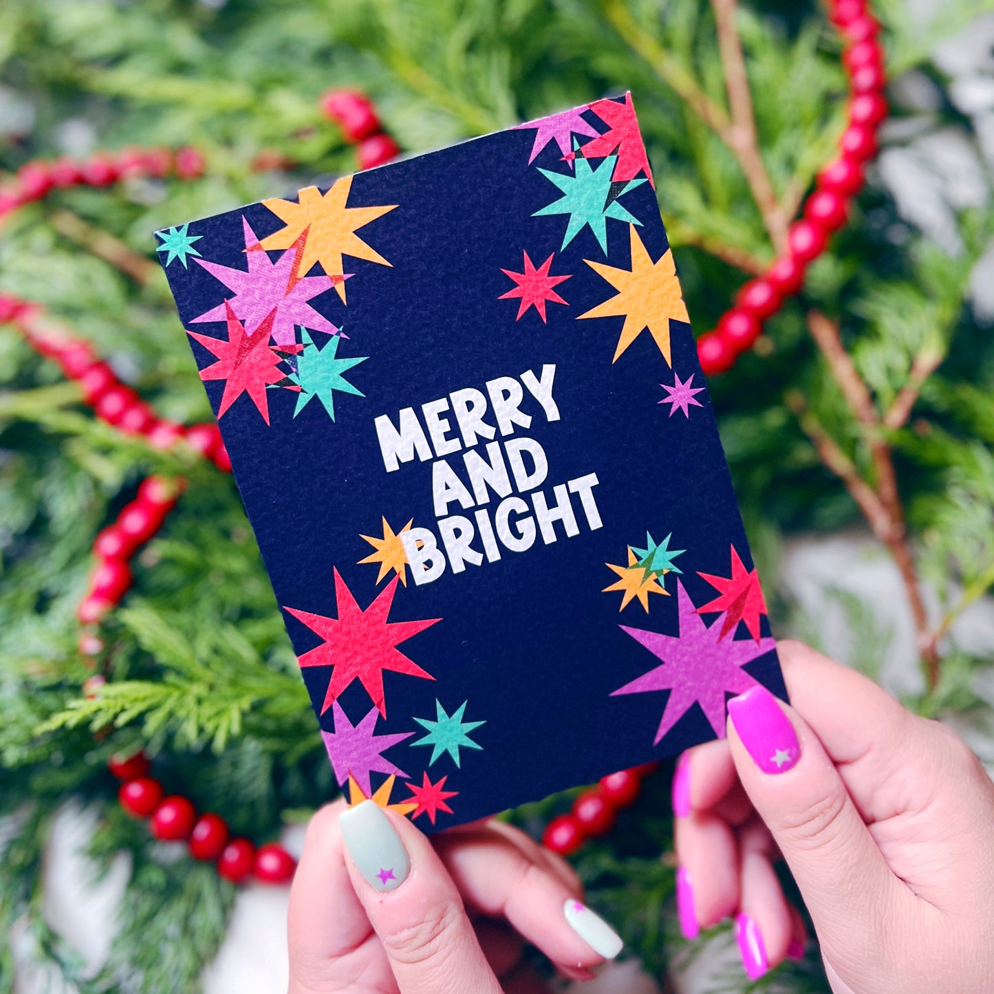 Christmas Card Pack of 6 'Riso Christmas'