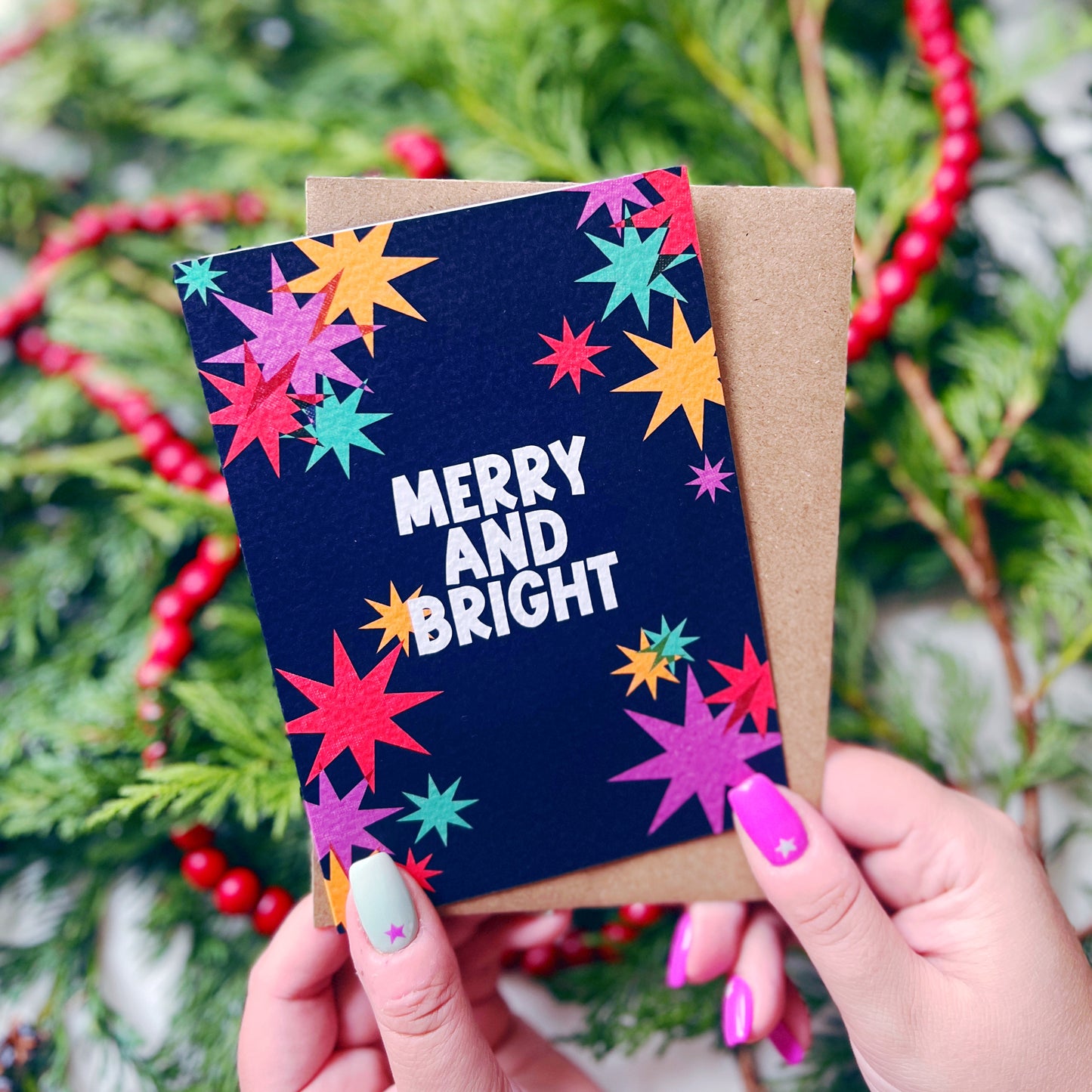 Christmas Card Pack of 6 'Riso Christmas'