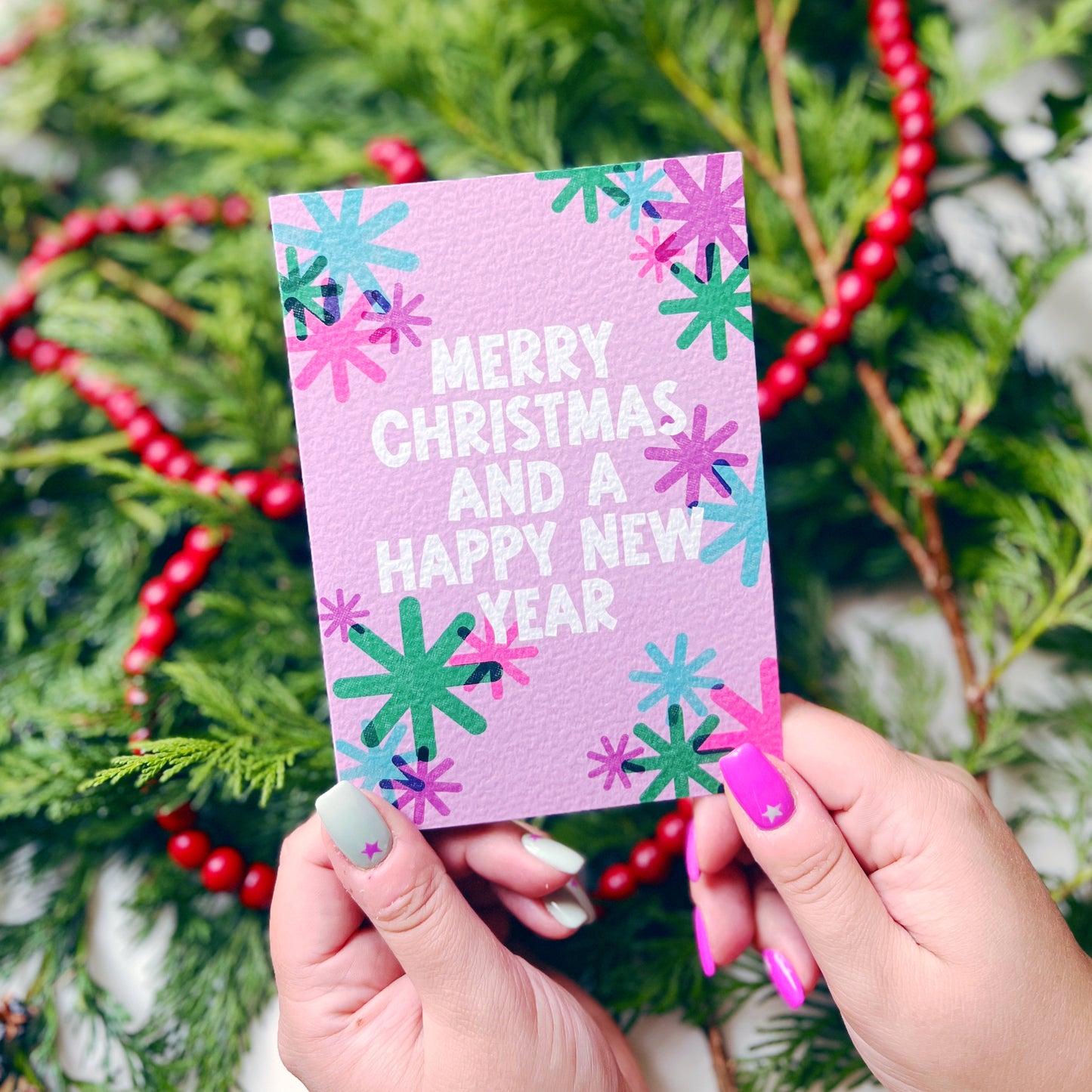 Christmas Card Pack of 6 'Riso Christmas'