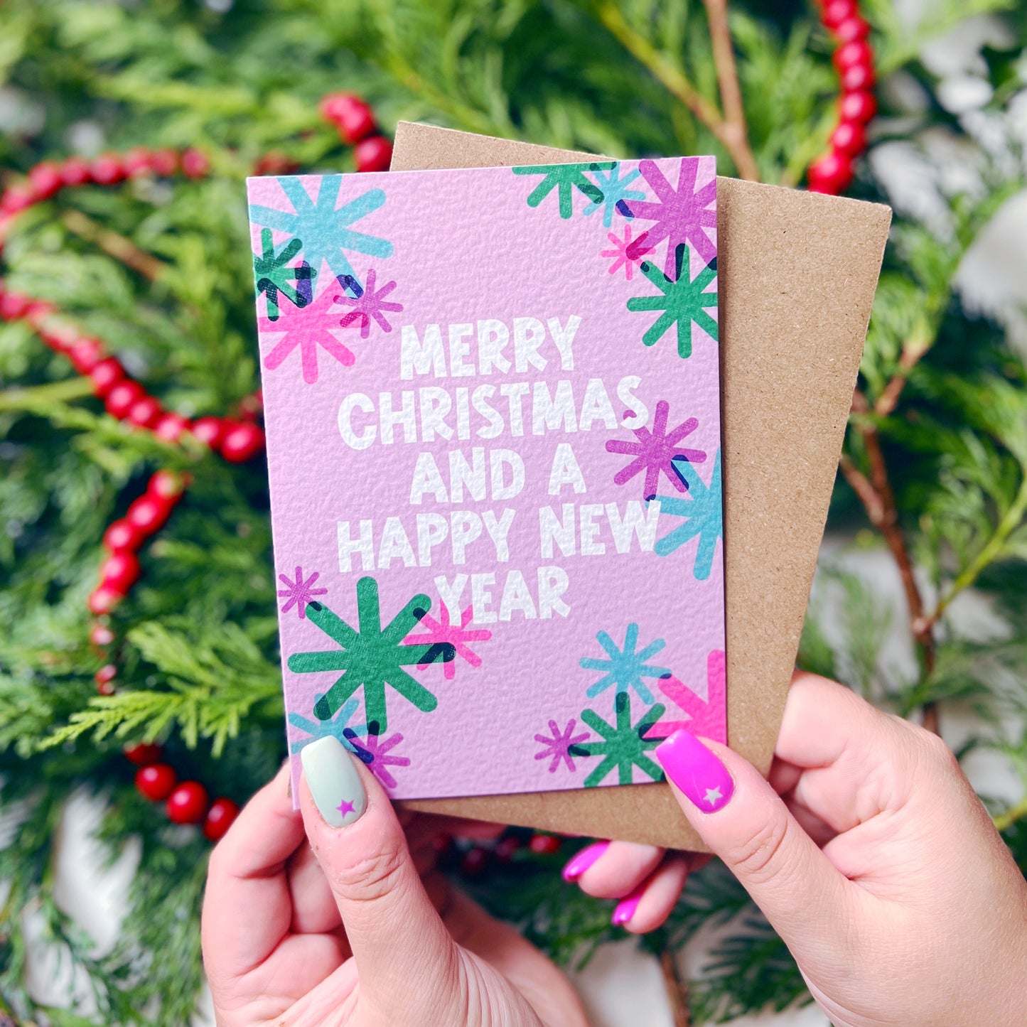 Christmas Card Pack of 6 'Riso Christmas'