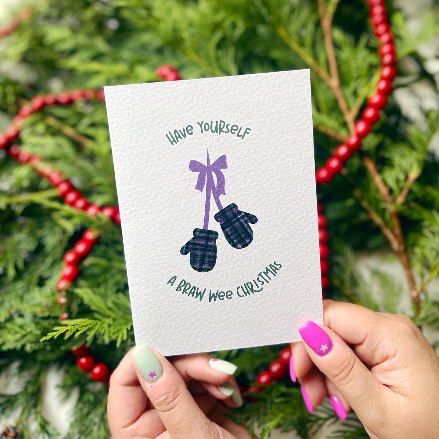 Christmas Card Pack of 6 'Tartan Christmas'