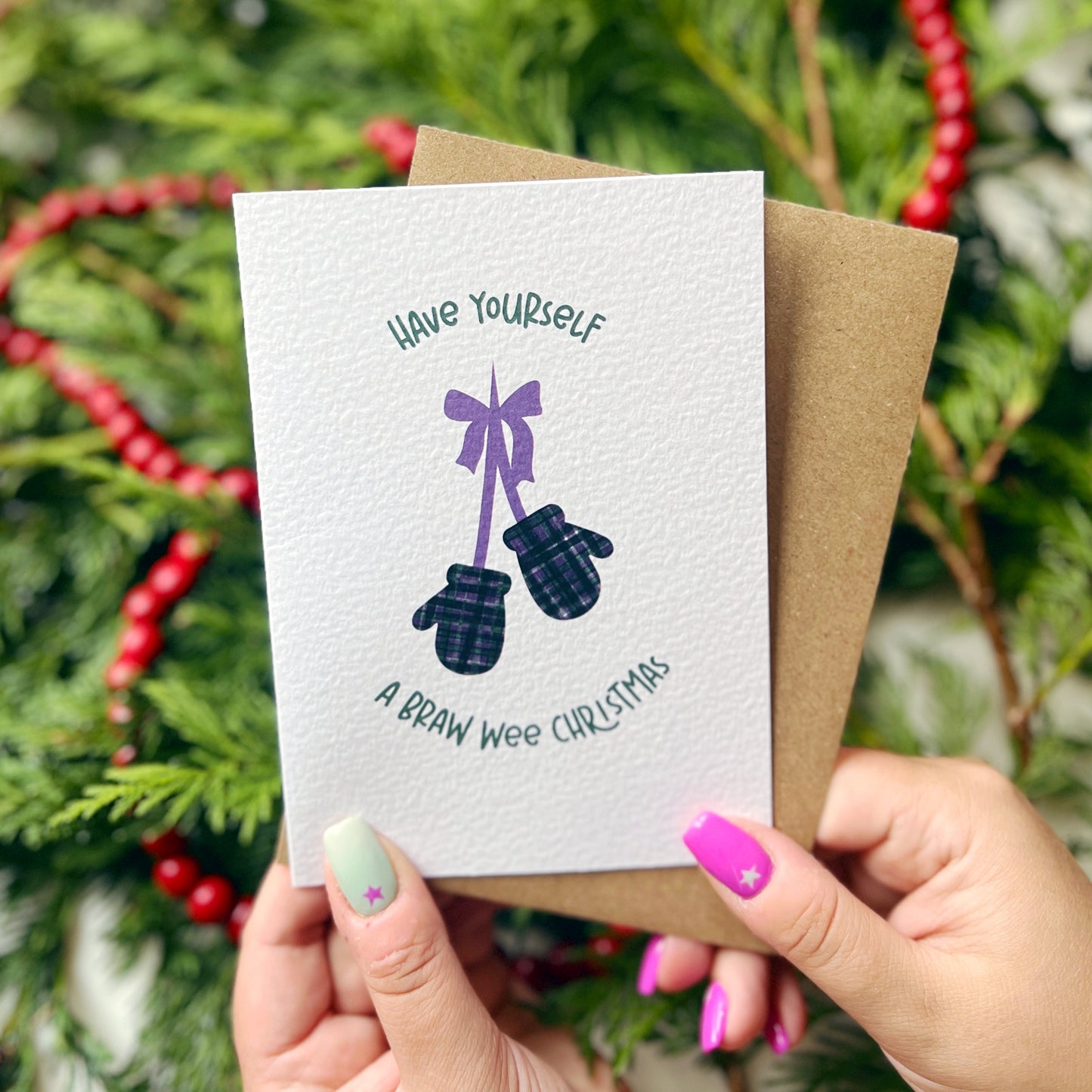 Christmas Card Pack of 6 'Tartan Christmas'