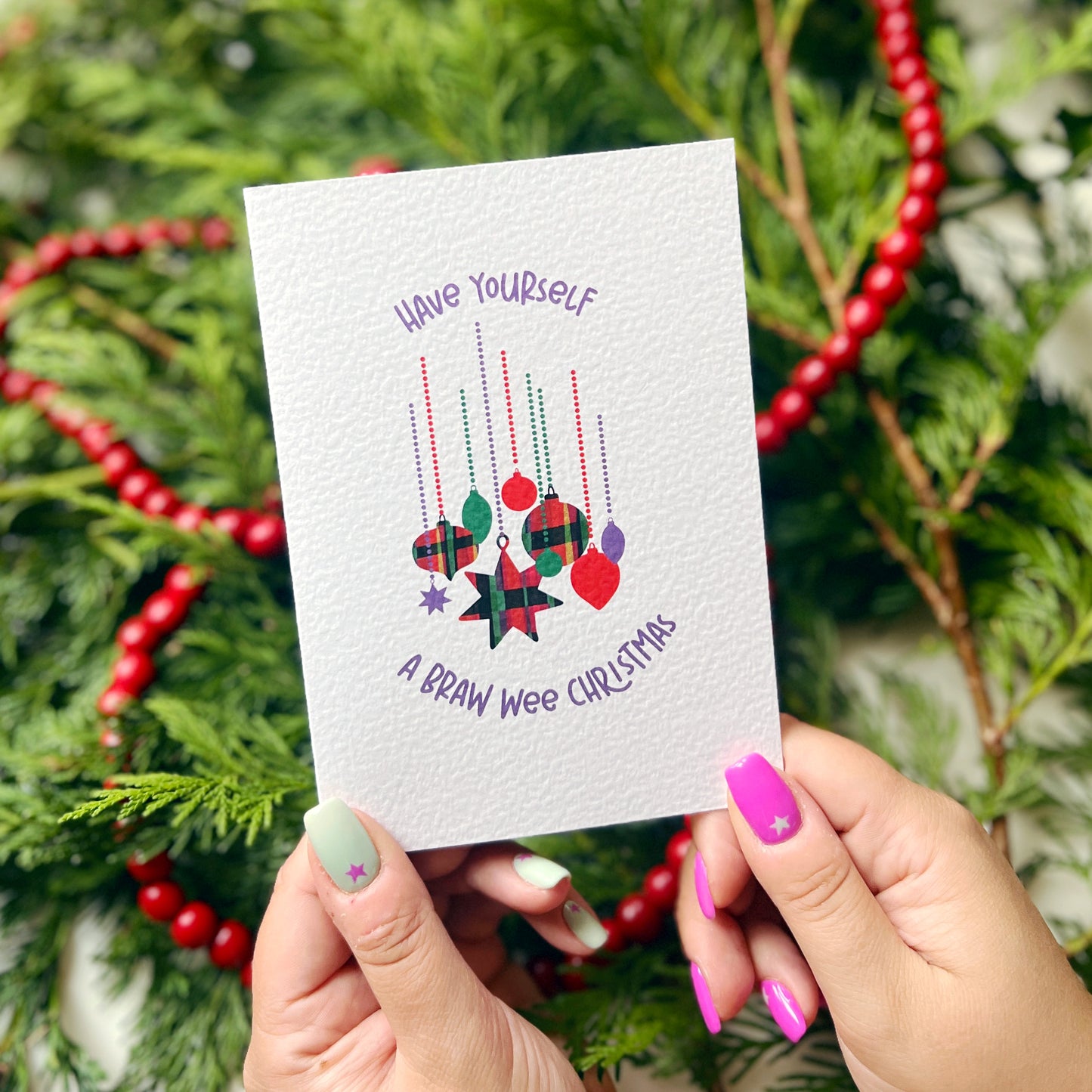 Christmas Card Pack of 6 'Tartan Christmas'