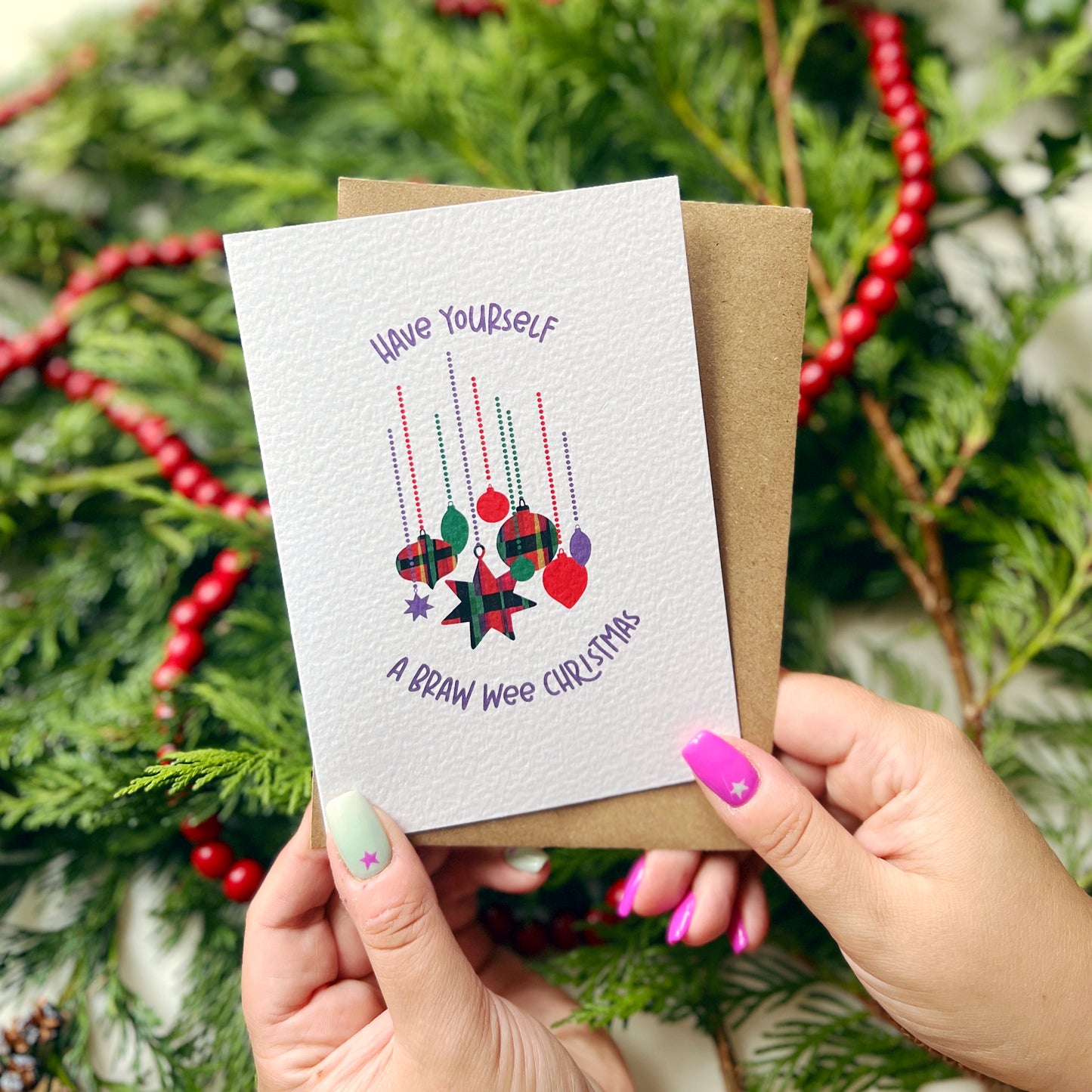 Christmas Card Pack of 6 'Tartan Christmas'