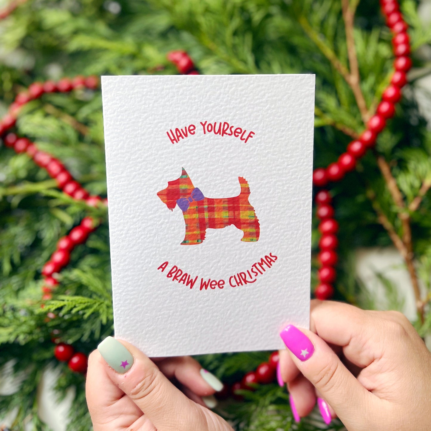 Christmas Card Pack of 6 'Tartan Christmas'