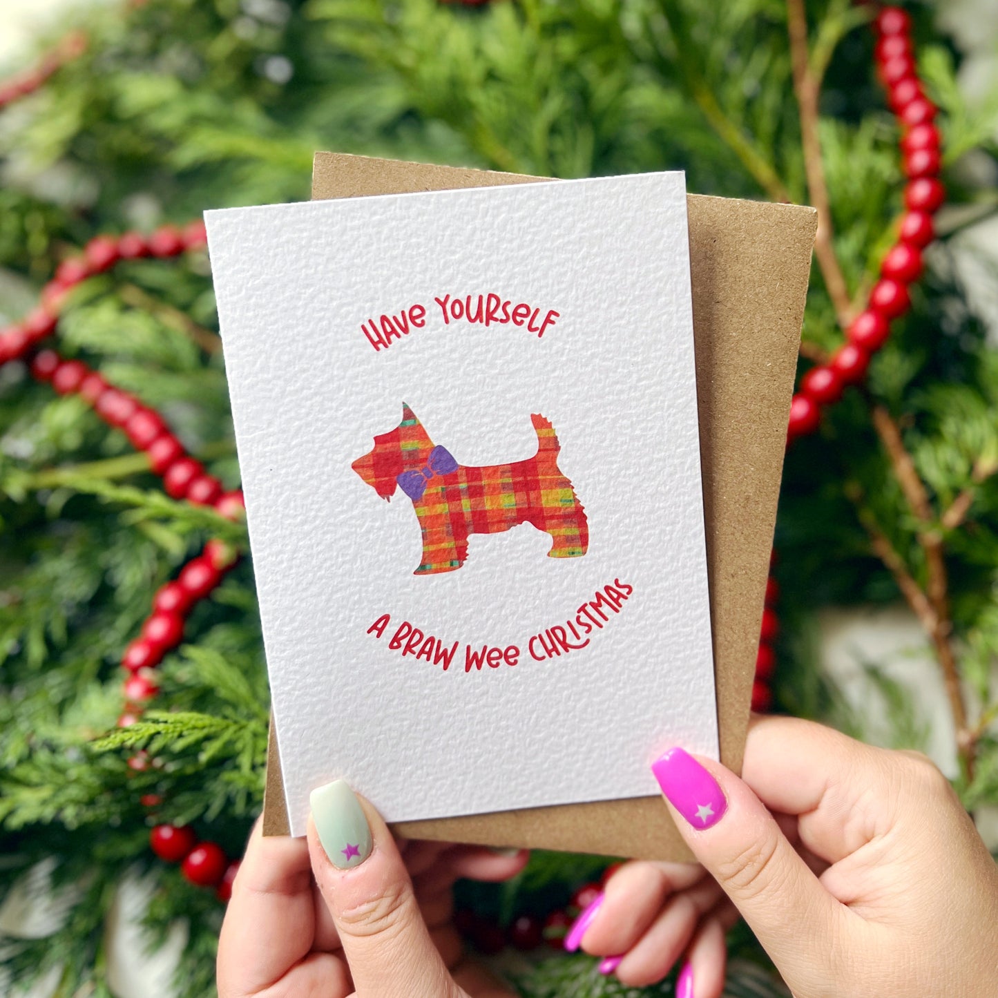 Christmas Card Pack of 6 'Tartan Christmas'