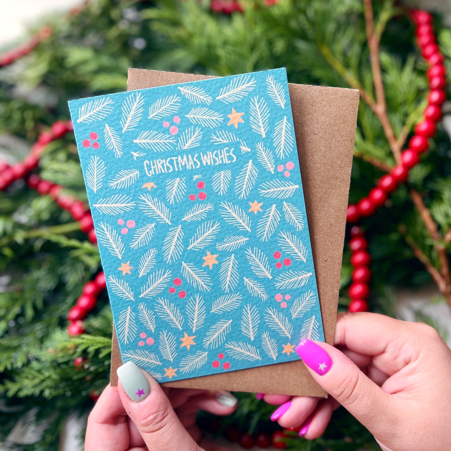 Christmas Card Pack of 6 'Vintage Foilage Christmas'
