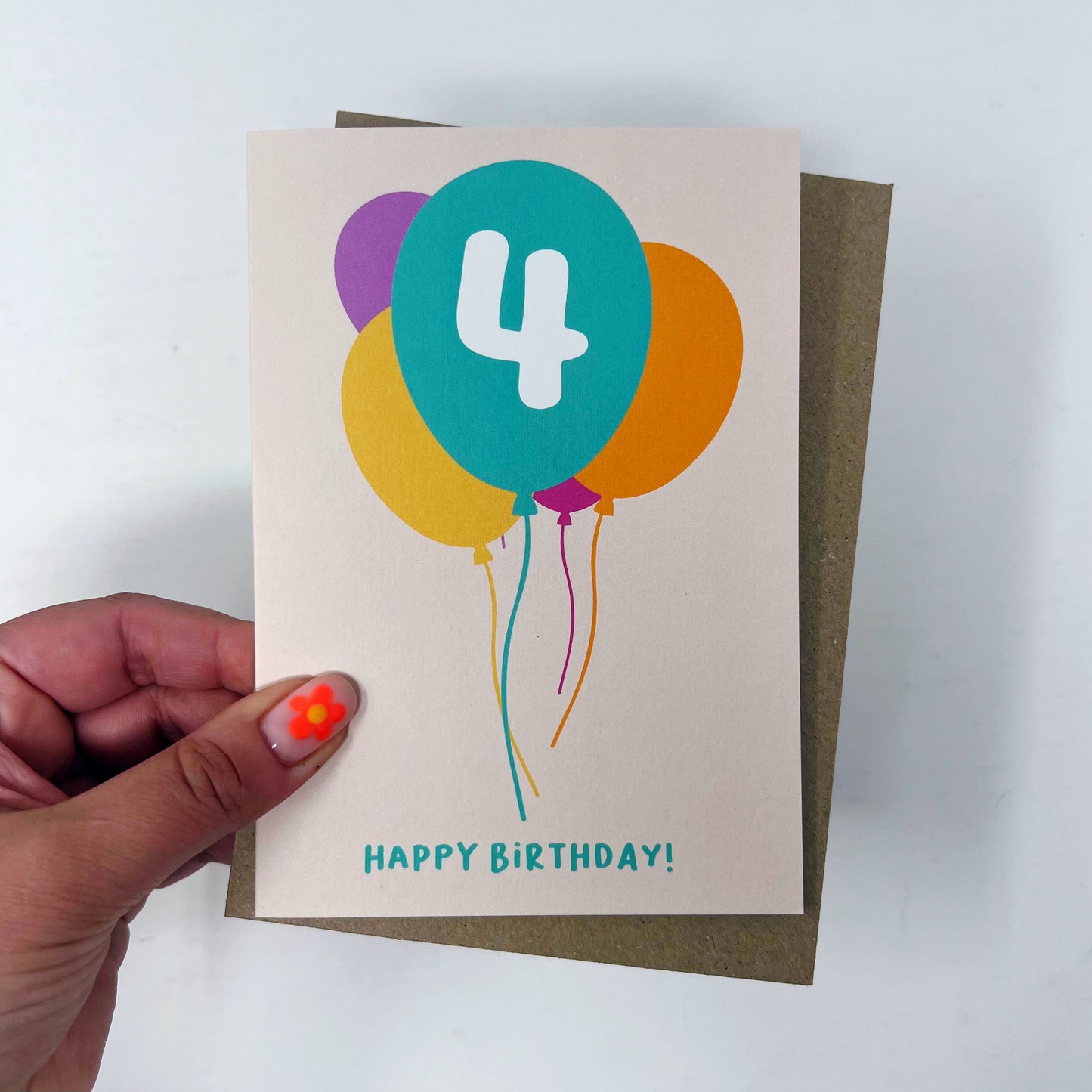 4th Birthday Balloon Card