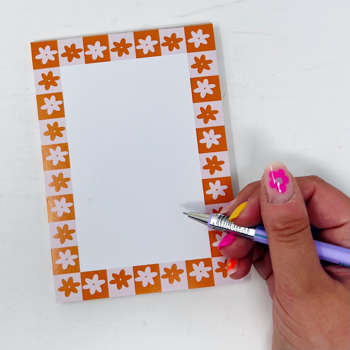 Orange Flower Blank A6 Notepad
