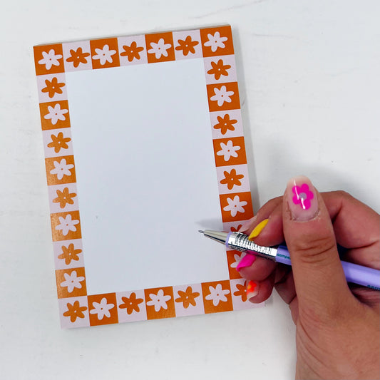 Orange Flower Blank A6 Notepad