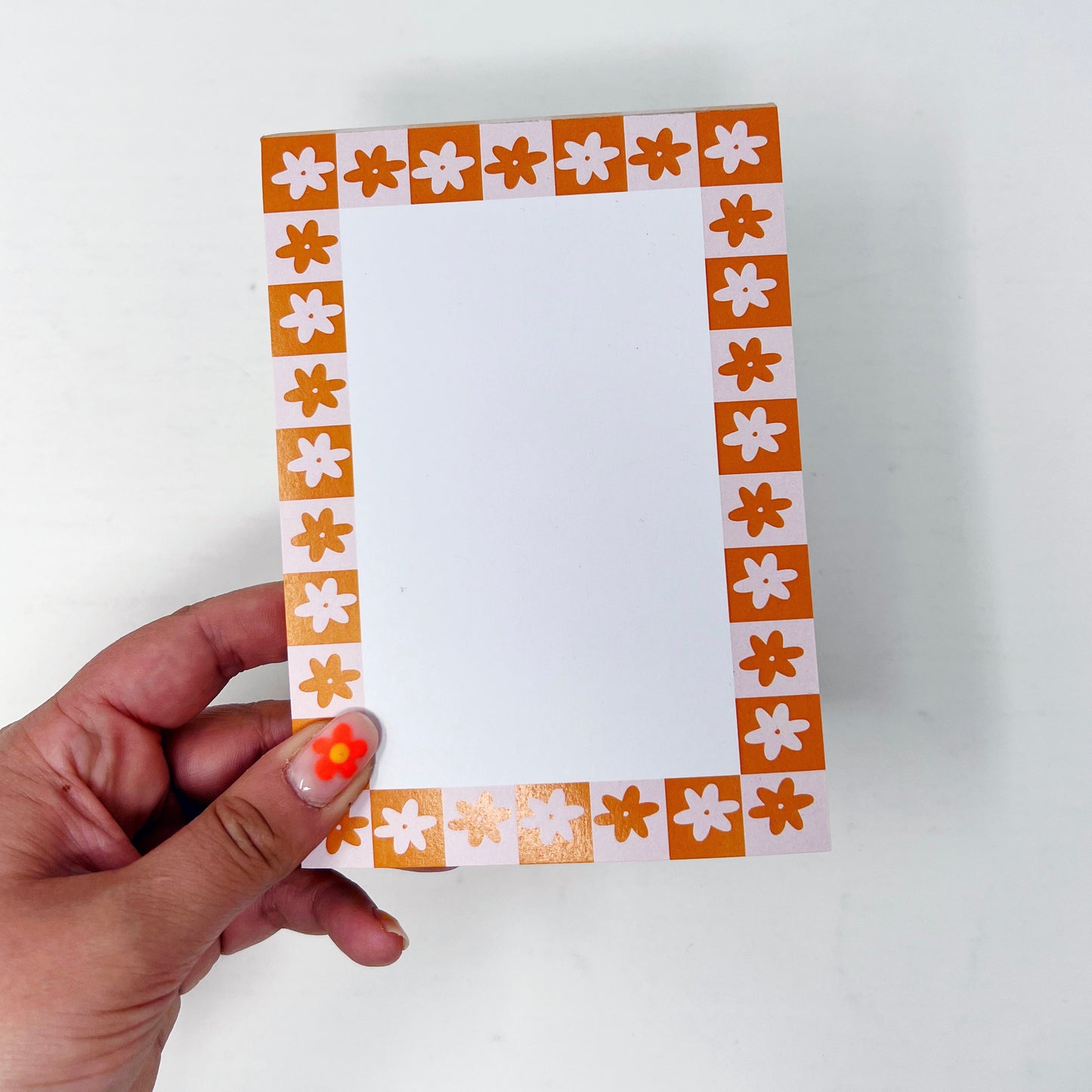 Orange Flower Blank A6 Notepad