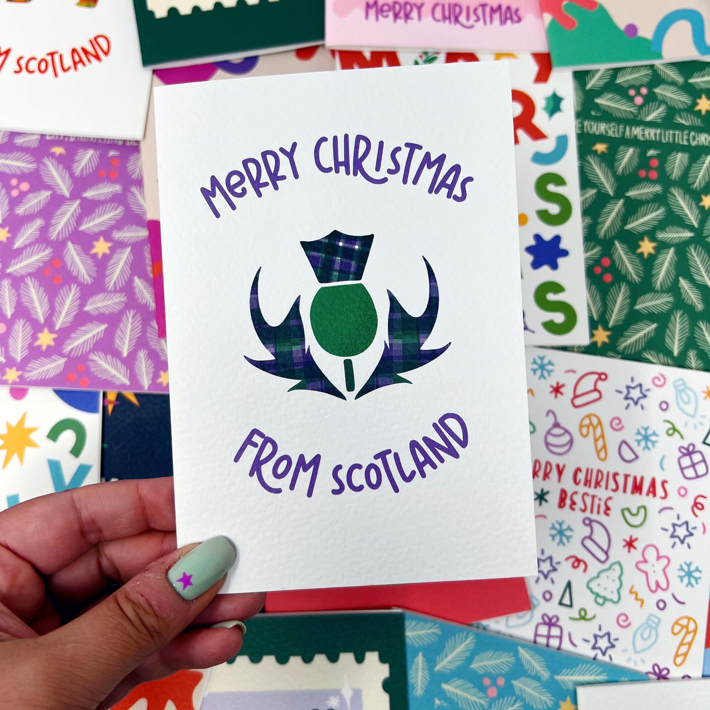 Scottish Christmas 'Merry Christmas From Scotland' Thistle Card