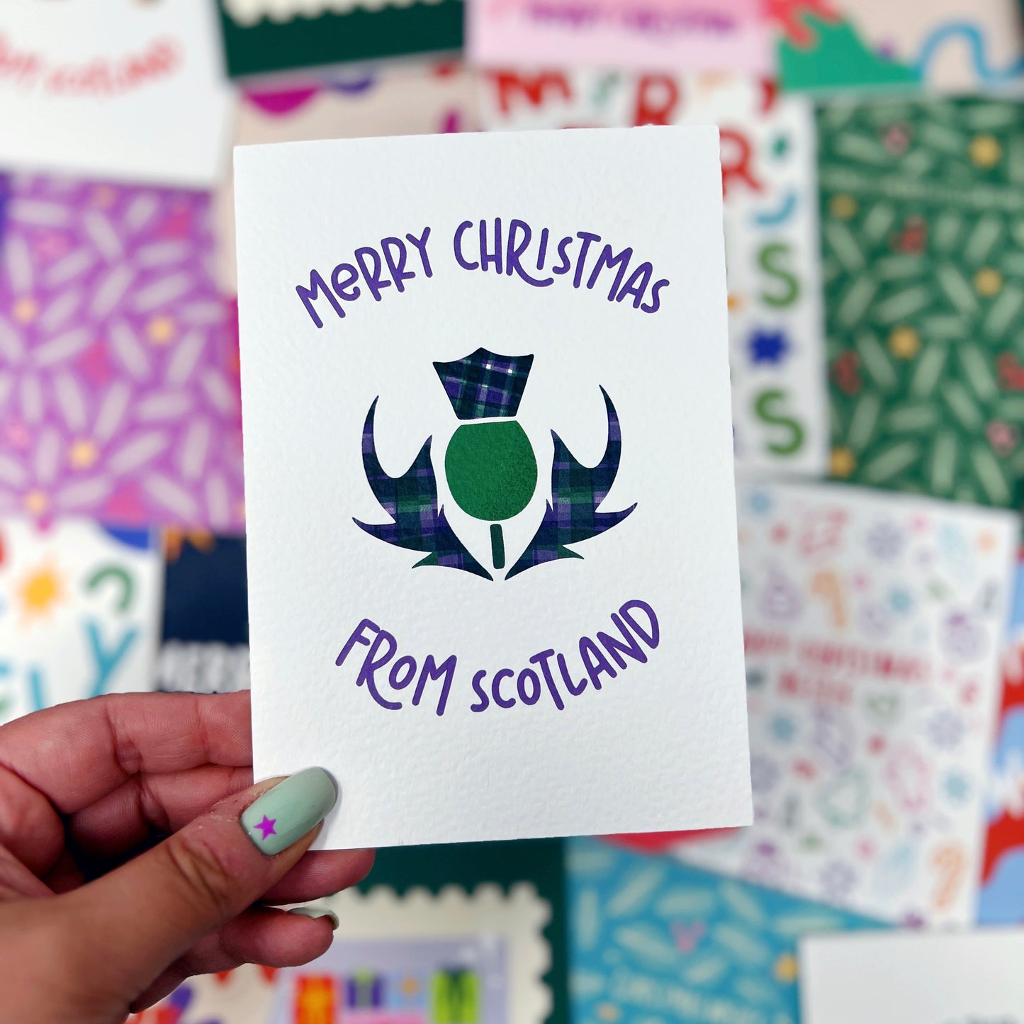 Scottish Christmas 'Merry Christmas From Scotland' Thistle Card