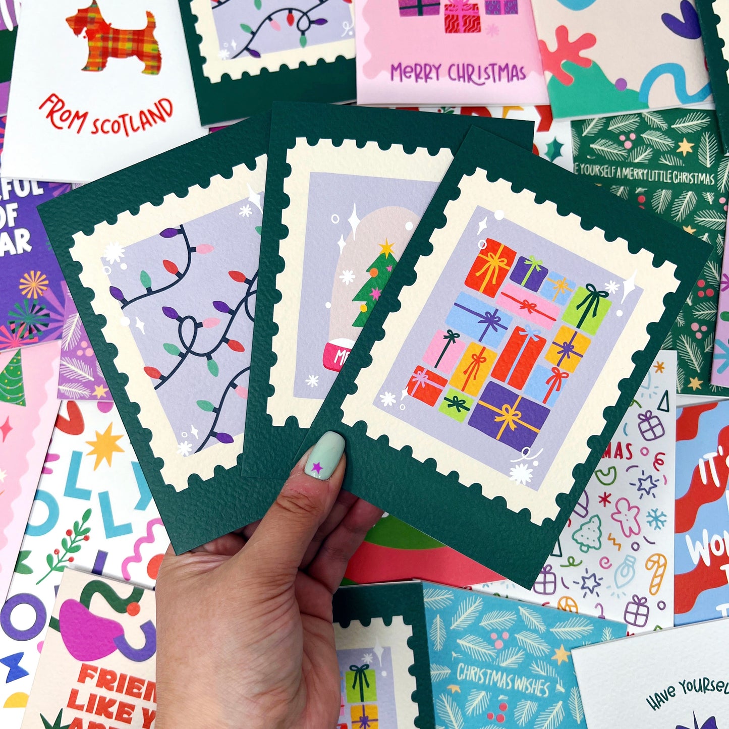 Christmas Card Pack of 6 'Stamp Christmas'