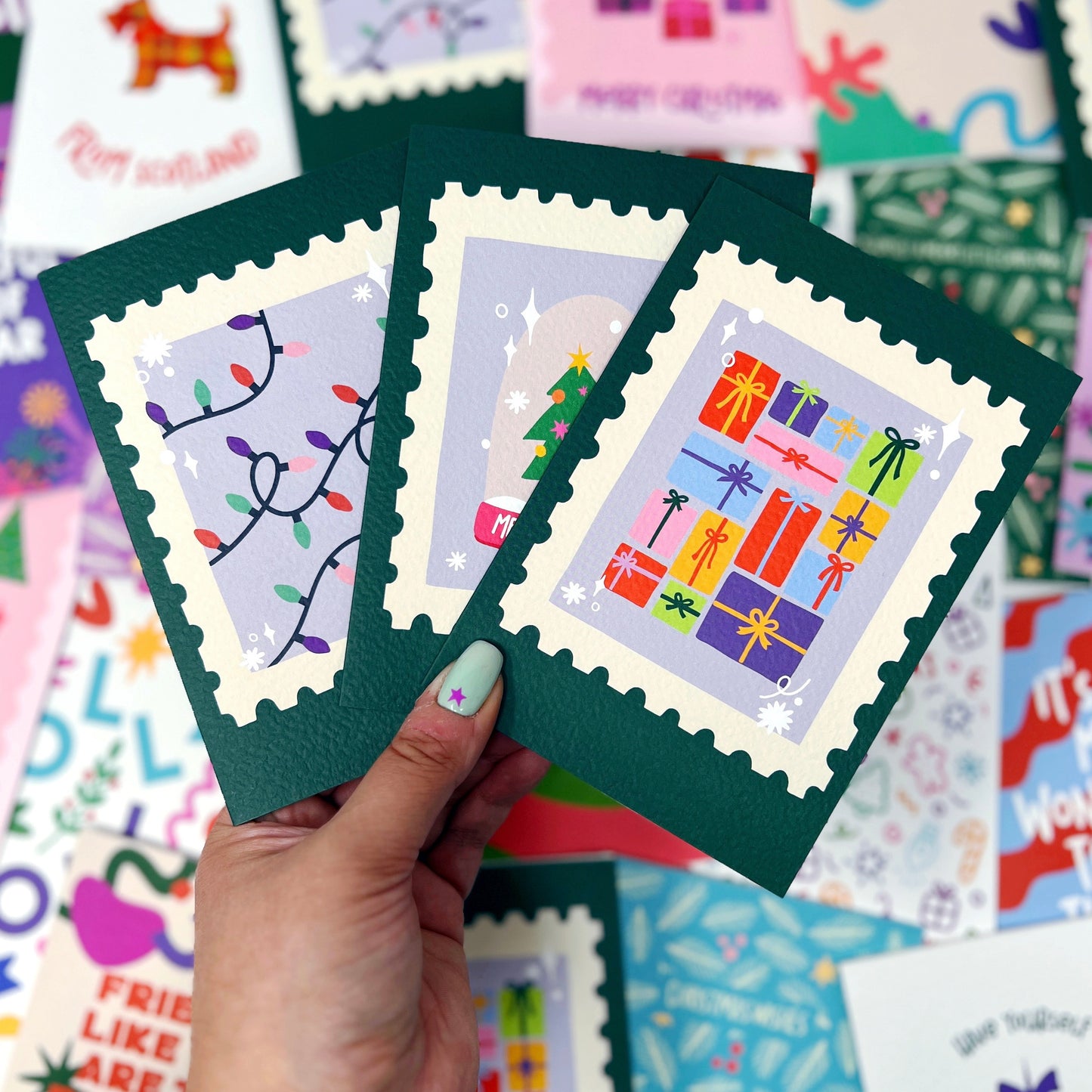 Christmas Card Pack of 6 'Stamp Christmas'