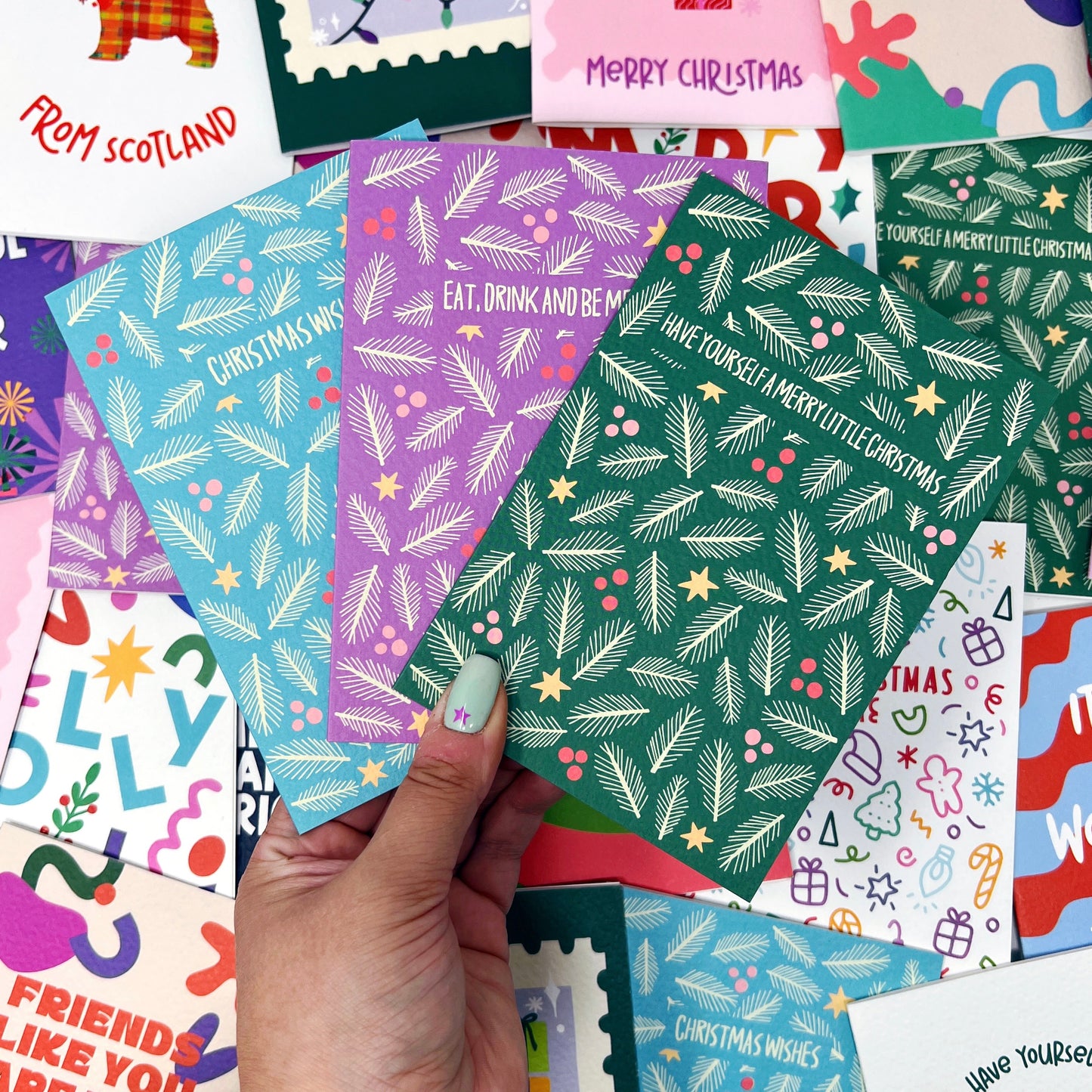 Christmas Card Pack of 6 'Vintage Foilage Christmas'