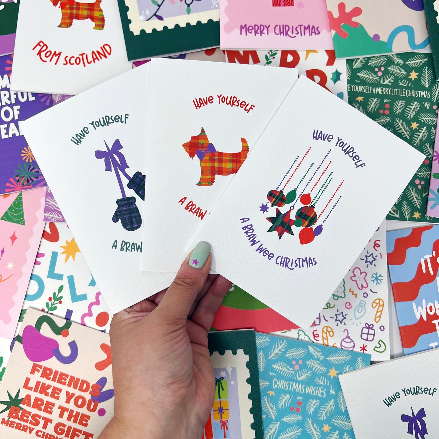 Christmas Card Pack of 6 'Tartan Christmas'