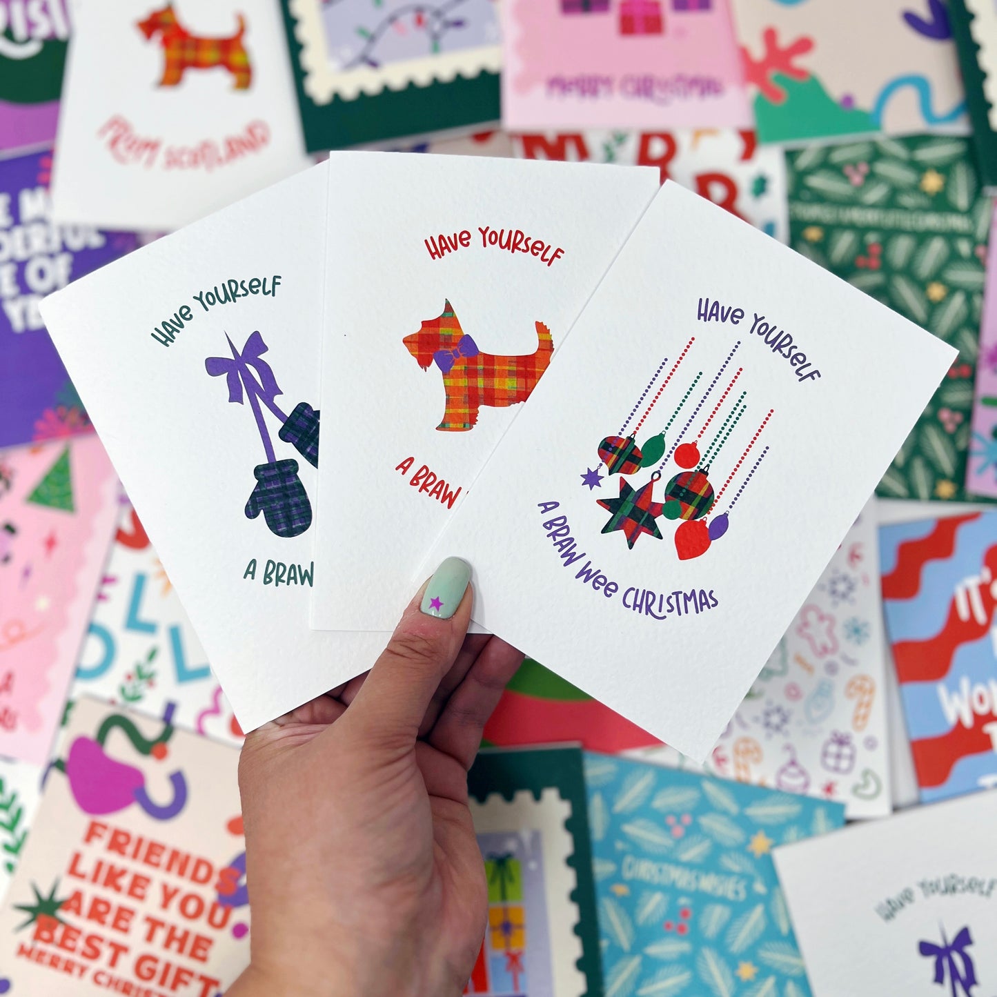 Christmas Card Pack of 6 'Tartan Christmas'