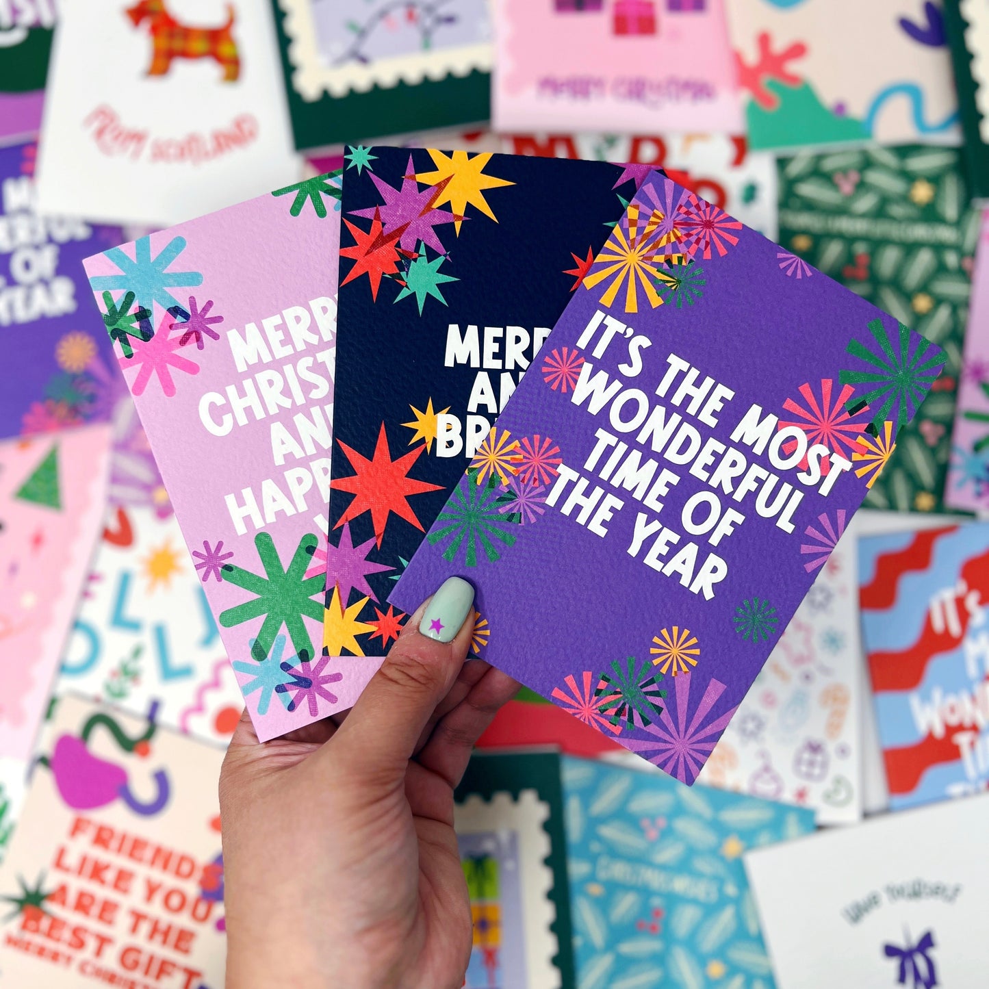 Christmas Card Pack of 6 'Riso Christmas'
