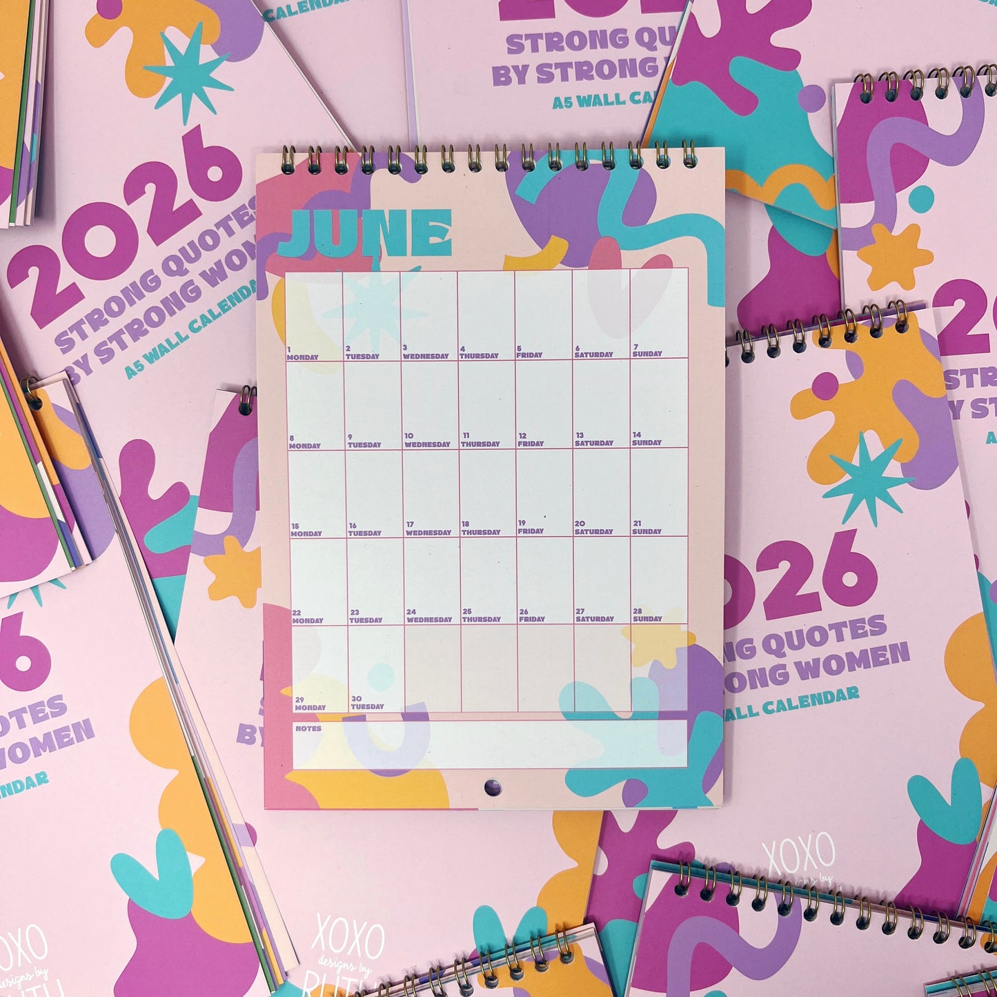2026 Colourful Strong Quotes by Strong Women Wall Calendar