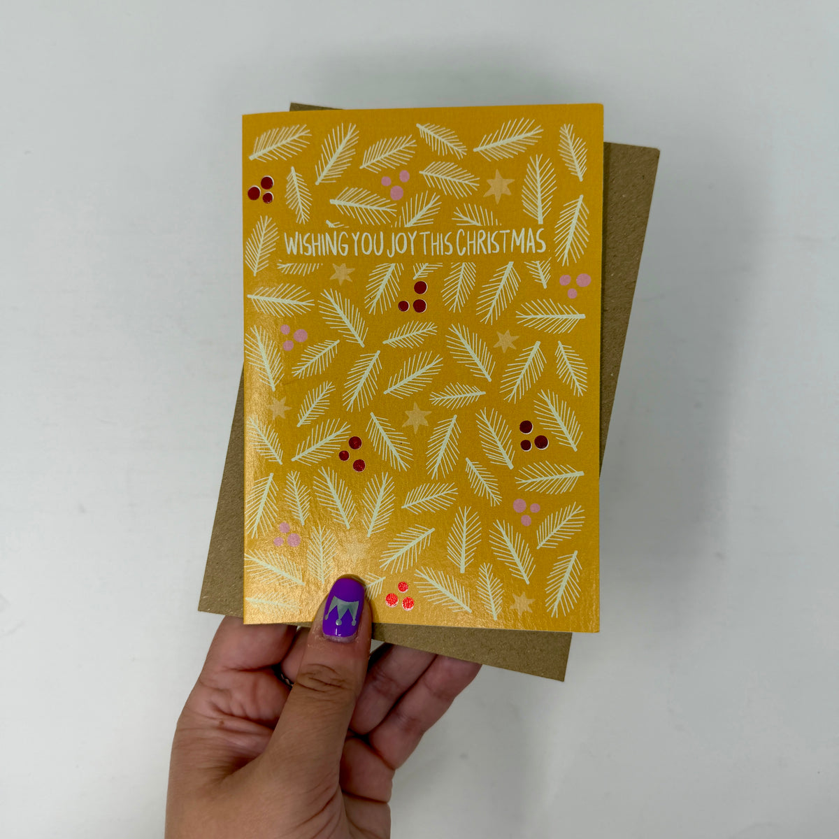 Yellow Foliage Christmas Card | Botanical Card | Festive Christmas Card 'Wishing You Joy This Christmas'