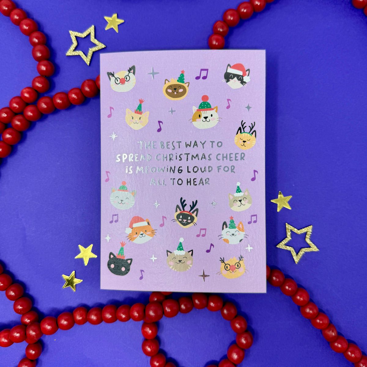 Cat Christmas Card | Festive Christmas Card for Cat Lovers 'The Best Way To Spread Christmas Cheer Is Meowing Loud For All To Hear.'