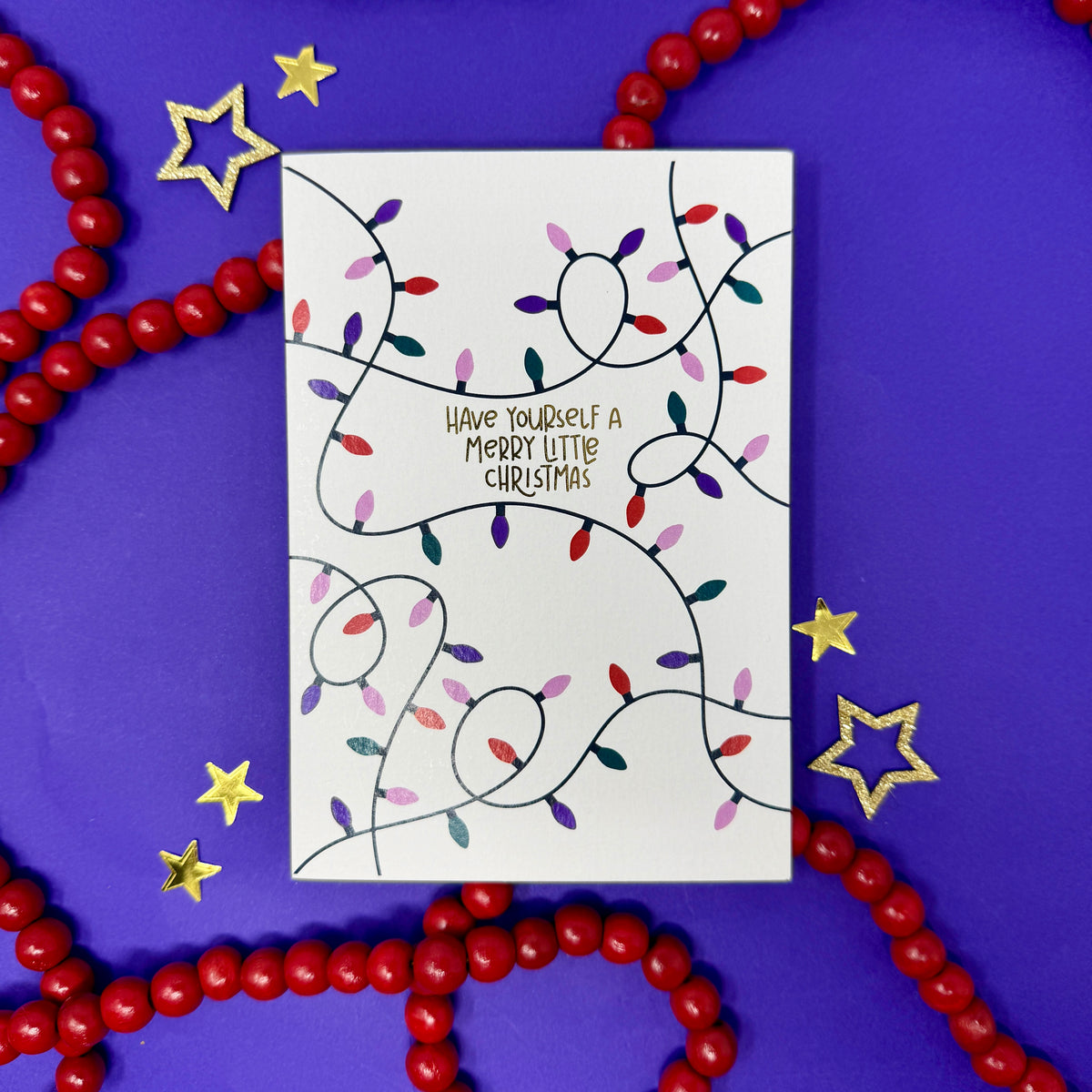 Christmas Vintage Lights | Festive String Lights Card 'Have Yourself a Merry Little Christmas'